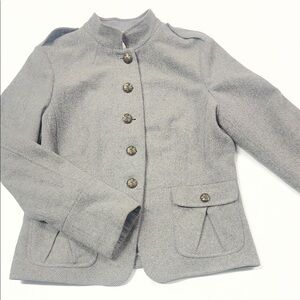 Banana Republic Light Gray Stand-Collar Button Jacket 14 light academia